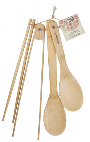 keukengerei 30 cm bamboe naturel 4-delig