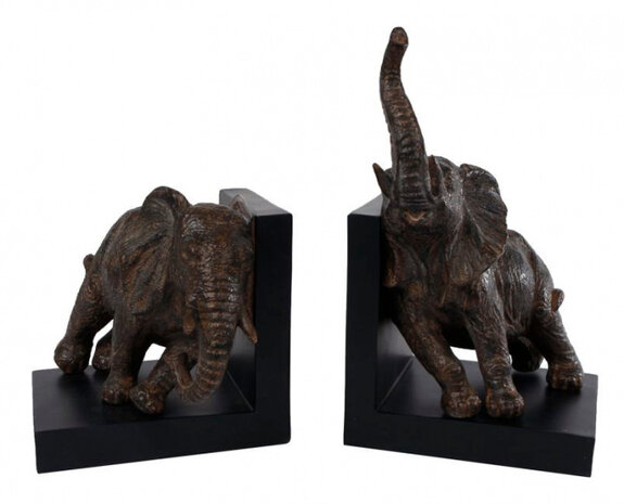 sculptuur/boekensteun Elephant 31 cm polyresin bruin