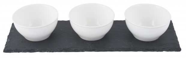 tapasset Mikasa 34 x 11 cm leisteen/porselein wit