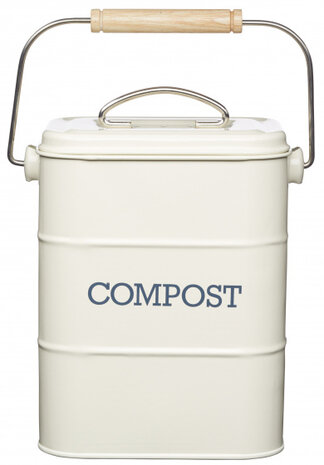 compostbak Living Nostalgia 3 liter RVS cr&egrave;me