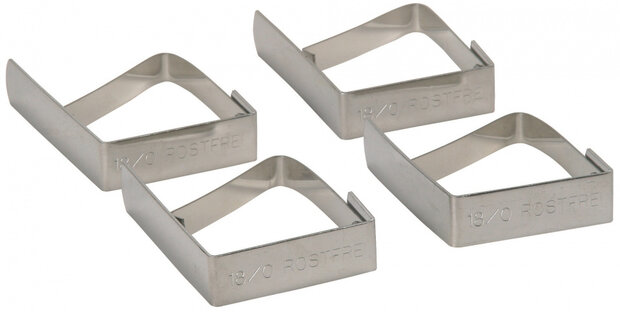 tafelkleedklemmen 4 x 5 cm RVS zilver 4 stuks