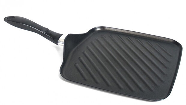 grillpan vierkant 49,5 x 27,5 x 6,5 cm RVS zwart