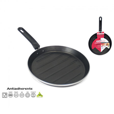 grillpan rond 46 x 28 x 3&nbsp;cm RVS zwart