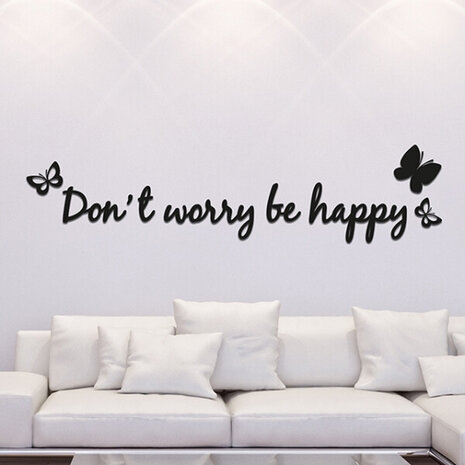 3D-muursticker Don&#039;t Worry 47 x 70 cm foam zwart