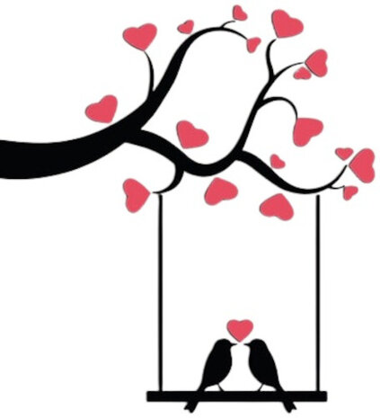 3D-muursticker Birds in Love 47 x 70 cm foam zwart
