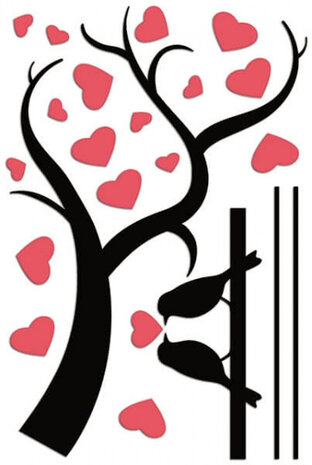3D-muursticker Birds in Love 47 x 70 cm foam zwart