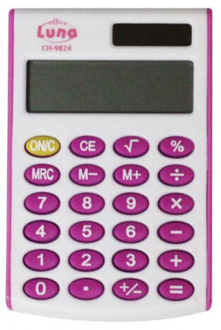rekenmachine CH-982R wit/roze