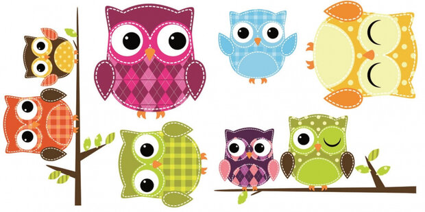 raamstickers Uil 62 x 31 cm vinyl 6-delig