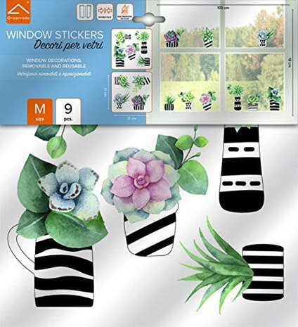 raamstickers Cactus 62 x 31 cm vinyl 9-delig