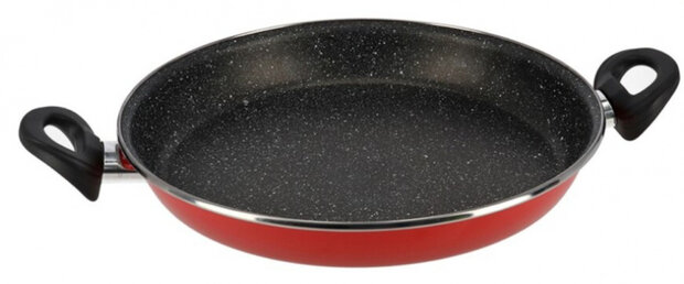 paellapan 44 x 32 x 5,5 cm RVS koraalrood/zwart