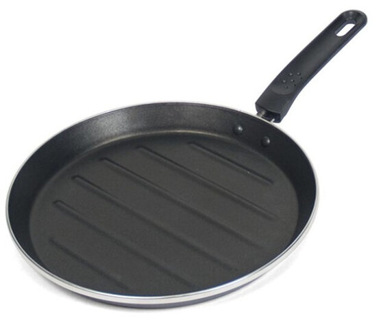 grillpan 28 cm anti-aanbak staal rood/zwart