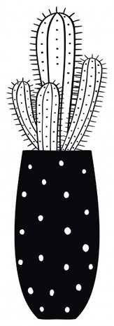 muursticker Cactus 35 x 100 cm vinyl zwart/wit