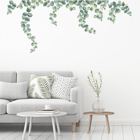 muursticker Eucalyptus Leaves 35 x 100 cm groen