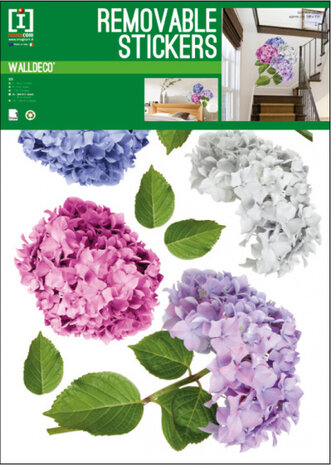 muursticker Hydrangea 50 x 70 cm vinyl groen/lila