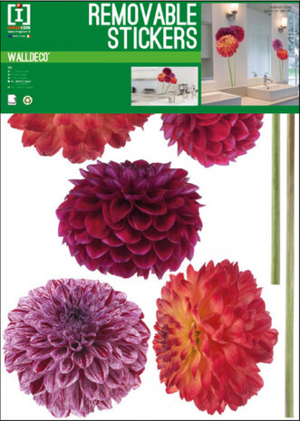 muursticker Dahlia 50 x 70 cm vinyl paars/oranje