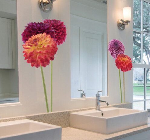 muursticker Dahlia 50 x 70 cm vinyl paars/oranje