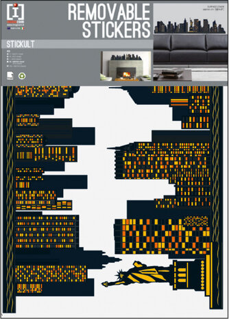 muursticker New York Skyline 50 x 70 cm vinyl zwart