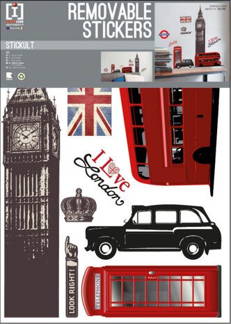 muursticker London 50 x 70 cm vinyl rood/zwart