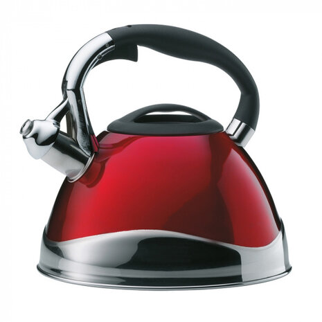fluitketel Varus 3 liter 22 x 21,5 cm RVS rood/zilver