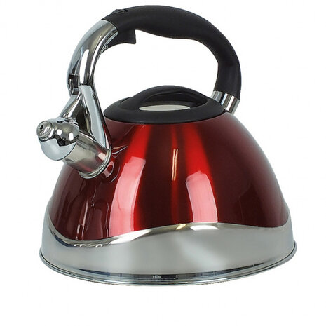 fluitketel Varus 3 liter 22 x 21,5 cm RVS rood/zilver
