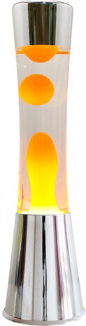lavalamp 40 cm 25W glas/aluminium zilver/oranje