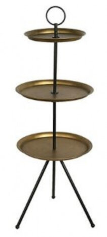 etag&egrave;re Debra 39 x 113 cm staal/nikkel zwart/goud