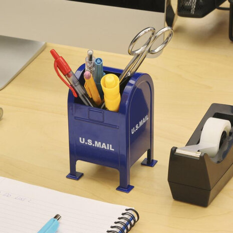 pennenhouder US Mail 8,6 x 13,2 cm staal blauw