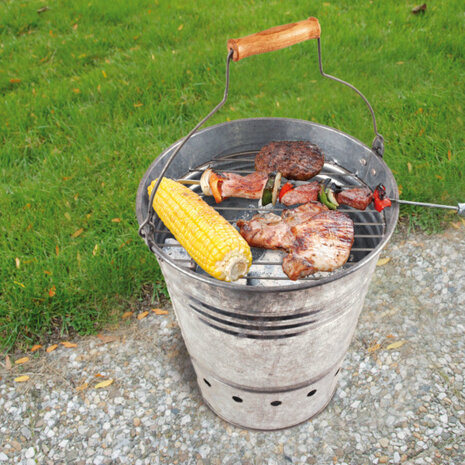 houtskoolbarbecue emmer 30,5 x 35 x 34 cm zilver