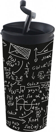 thermosbeker Mathematic dubbelwandig 350 ml RVS zwart