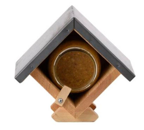 vogelhuisje Pindakaas 17,9 cm hout/zink bruin