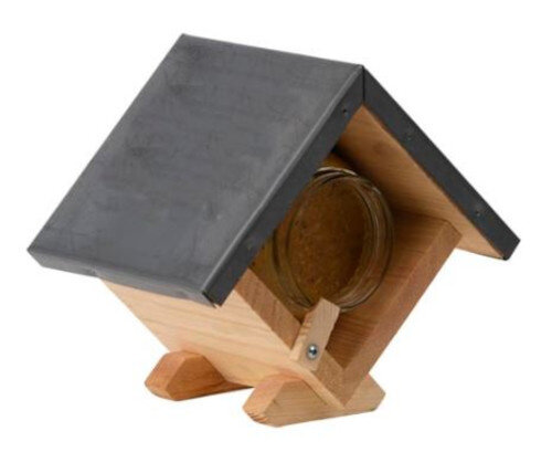vogelhuisje Pindakaas 17,9 cm hout/zink bruin