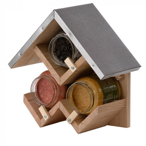 vogelhuisje Pindakaas Triple 24,7 cm hout bruin