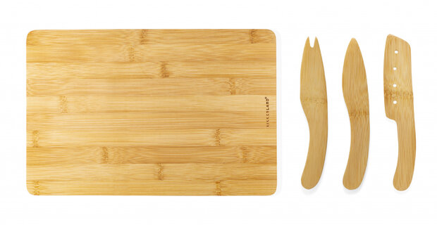 kaasplankenset Cut&amp;Serve 20 x 30 cm bamboe naturel 4-delig