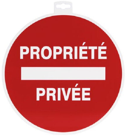 bord propri&eacute;t&eacute; priv&eacute;e 30 cm rood/wit