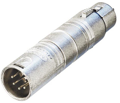 connector 3-pin XLR/5-pin XLR 8,8 cm staal zilver