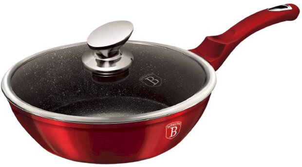 wokpan Burgundy 2,3 liter 24 cm aluminium rood