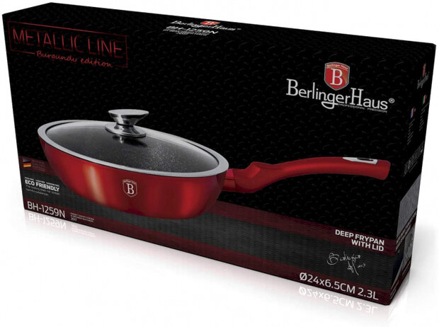 wokpan Burgundy 2,3 liter 24 cm aluminium rood