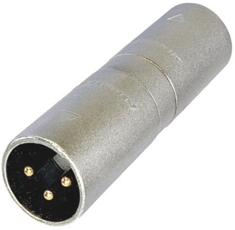 connector 3-pin XLR/3-pin XLR man 6,3 cm staal zilver