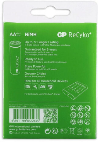 oplaadbare AA-batterijen ReCyko+ groen 4 stuks