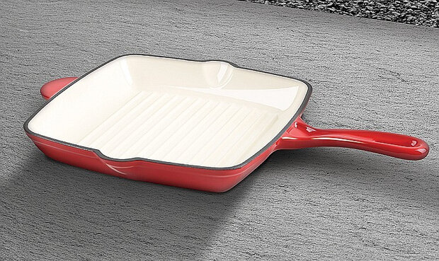 grillpan Seria 26 x 26 cm gietijzer rood/wit