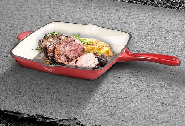 grillpan Seria 26 x 26 cm gietijzer rood/wit