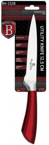 dinermes Burgundy 12,5 cm RVS zilver/rood