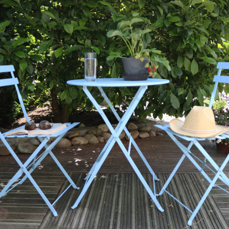 bistroset 70,2 x 59,8 cm staal blauw 3-delig