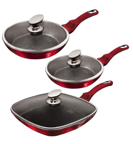 pannenset Burgundy aluminium rood 6-delig