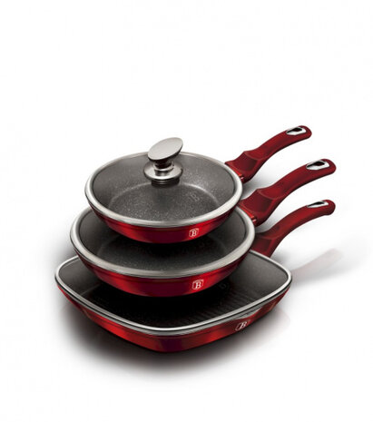 pannenset Burgundy aluminium rood 6-delig