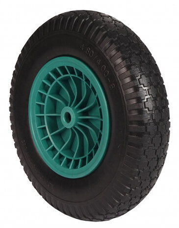 kruiwagenwiel anti-lek 40 cm polyurethaan zwart/groen
