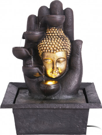 fontein Boeddha 30 x 40 cm polyresin zwart/goud