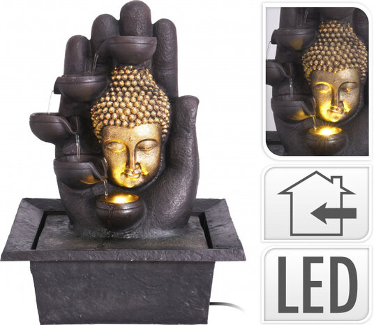 fontein Boeddha 30 x 40 cm polyresin zwart/goud