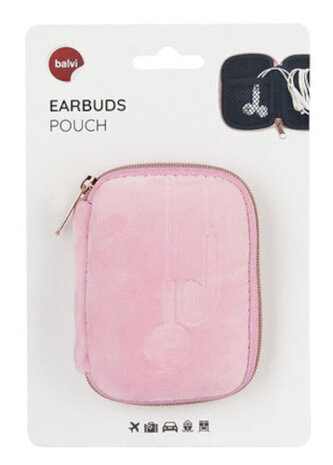 opbergetui Earbuds 11 x 8 x 2 cm velvet roze