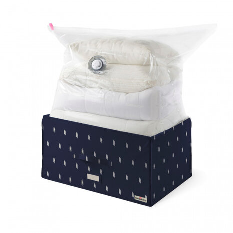 vacu&uuml;m opbergmand Kasuri 55 x 40 x 30 cm blauw/wit XL